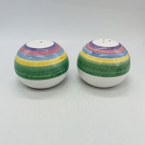 Caleca Italian Pottery Pink Garland Salt & Pepper Shaker Set Ceramic